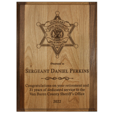 Alder Law Enforcement Plaque Alder Law Enforcement Plaque